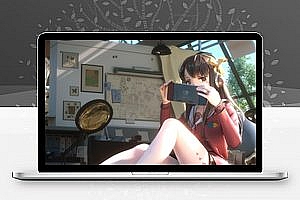 大气唯美二次元卡通风格手机APP下载页面html源代码(带文字弹幕)。