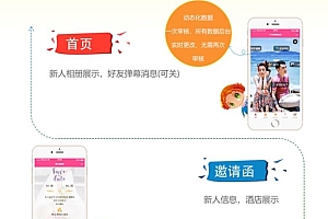 婚礼喜帖邀请函 1.5.1 小程序前端+后端 新增祝福页弹窗广告 后台新增留言删除功能 小程序