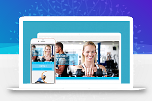 蓝色宽屏清爽健身房运动锻炼网站模板